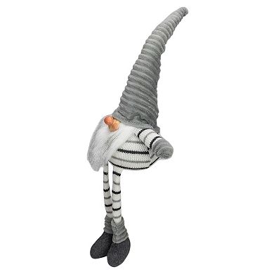 22" Gray White and Black Sitting Gnome Christmas Decoration