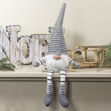 22" Gray White and Black Sitting Gnome Christmas Decoration