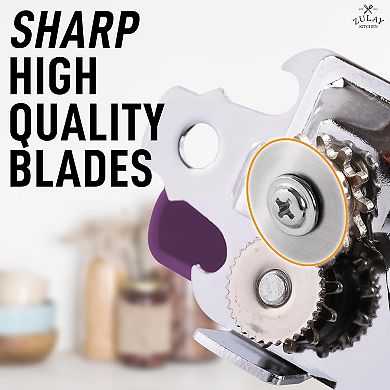 Zulay Kitchen Can Opener Handheld - Durable Manual Can Opener Smooth Edge Cut Stainless Steel Blades