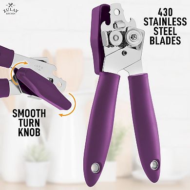 Zulay Kitchen Can Opener Handheld - Durable Manual Can Opener Smooth Edge Cut Stainless Steel Blades