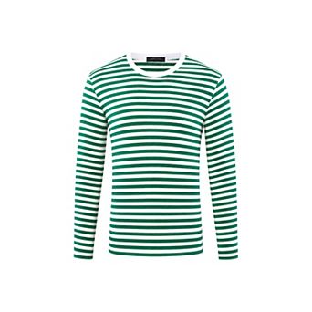 Men's Striped Crew Neck Long Sleeve T-shirt Cotton Pullover Top