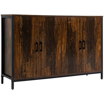 Industrial Sideboard Buffet Storage Cabinet With Adjustable Shelves Rustic Brown