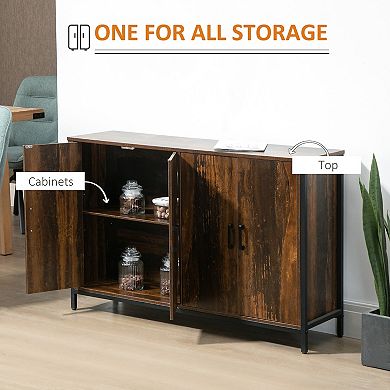 Industrial Sideboard Buffet Storage Cabinet With Adjustable Shelves Rustic Brown