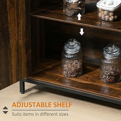 Industrial Sideboard Buffet Storage Cabinet With Adjustable Shelves Rustic Brown