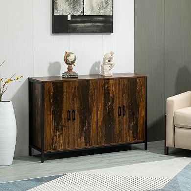 Industrial Sideboard Buffet Storage Cabinet With Adjustable Shelves Rustic Brown
