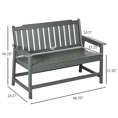 Outsunny Outdoor Garden Bench w/ Backrest and Armrests for Lawn Yard Gray