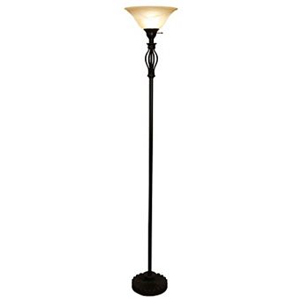 Standing Lamp Pole Light With Alabaster Glass Bowl Shade 70" Tall- (bronze)