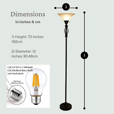 Standing Lamp Pole Light With Alabaster Glass Bowl Shade 70" Tall- (bronze)