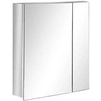 Kleankin Bathroom Cabinet Wall Mounted Mirror Cabinet With Hinged Doors