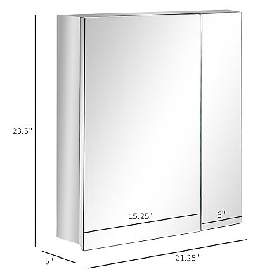 Kleankin Bathroom Cabinet Wall Mounted Mirror Cabinet With Hinged Doors