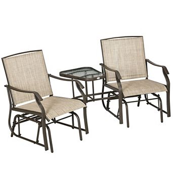 Outdoor Double Patio Rocker Glider Chairs W/table, Backyard, Garden, Porch Deck