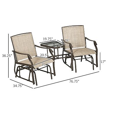 Outdoor Double Patio Rocker Glider Chairs W/table, Backyard, Garden, Porch Deck