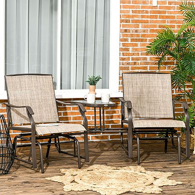 Outdoor Double Patio Rocker Glider Chairs W/table, Backyard, Garden, Porch Deck