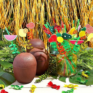 Reusable Straws with Fun Fruit Charms for Party (10.75 In, 6 Designs, 24 Pieces)