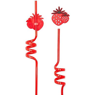 Reusable Straws with Fun Fruit Charms for Party (10.75 In, 6 Designs, 24 Pieces)