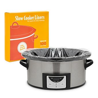 100 Pack Slow Cooker Liners, Regular Size Clear Plastic Bags For Cooking 13x21"