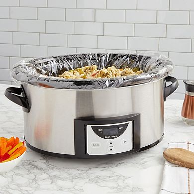100 Pack Slow Cooker Liners, Regular Size Clear Plastic Bags For Cooking 13x21"