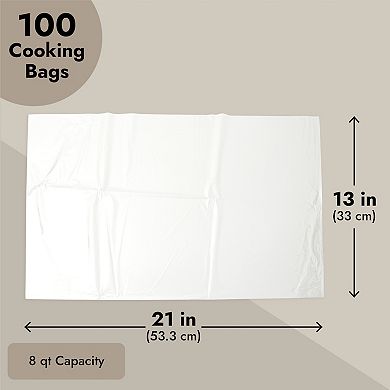 100 Pack Slow Cooker Liners, Regular Size Clear Plastic Bags For Cooking 13x21"
