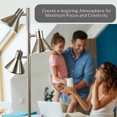 Dorm 3 Light Floor Lamp with 3 Adjustable Reading Room Lights by Lightaccents