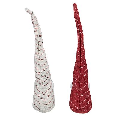 Set of 2 Red and Ivory Happy Christmas Gnomes 18"