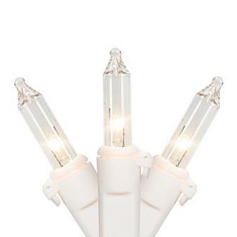 50 Clear Mini Christmas Light Set 10ft White Wire