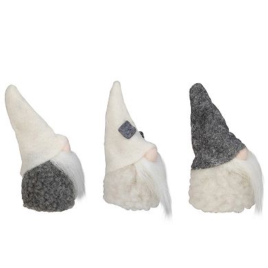 Set of 3 Gray and Cream Christmas Gnomes 3.75"