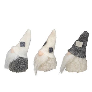 Set of 3 Gray and Cream Christmas Gnomes 3.75"
