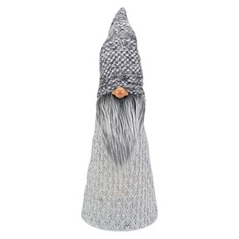 16" LED Lighted Gray Knit Gnome Christmas Figure
