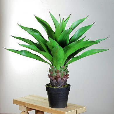 30.5" Brown and Green Artificial Agave Succulent Plant In a Black Pot
