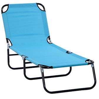 5-position Poolside Lawn Reclining Beach Chair Chaise Lounge Folding Sun Lounger