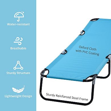 5-position Poolside Lawn Reclining Beach Chair Chaise Lounge Folding Sun Lounger