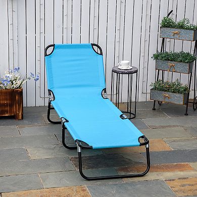 5-position Poolside Lawn Reclining Beach Chair Chaise Lounge Folding Sun Lounger