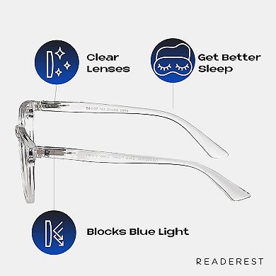 Blue Light Blocking Reading Glasses (Clear, Zero Magnification) - Computer