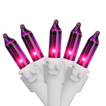 Set of 100 Purple-Pink Mini Christmas Lights 2.5" Spacing - White Wire