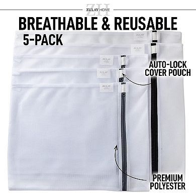 Zulay Kitchen 5 Pack Mesh Laundry Bags for Delicates Mix 2