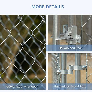 Outdoor Dog Playpen Metal Cage With Secure Locks For Large Animals, Silver