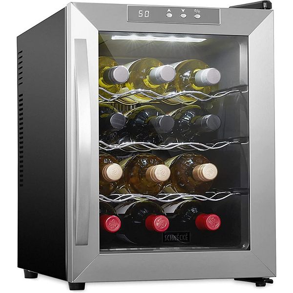 12Bottle Thermoelectric Wine Cooler, Freestanding Wine Fridge with Lock
