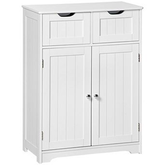 Freestanding Bathroom Storage Cabinet With 2 Drawers & Adjustable Shelf, White