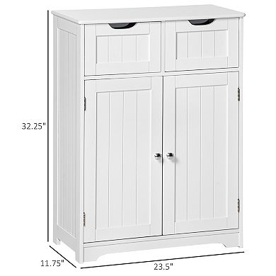 Freestanding Bathroom Storage Cabinet With 2 Drawers & Adjustable Shelf, White