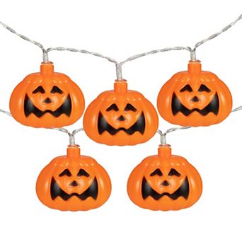 10-Count LED Jack-O-Lantern Halloween Light Set 3' Warm White Lights