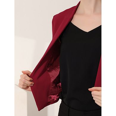 Women's Collarless Work Office Business Casual Cropped Blazer
