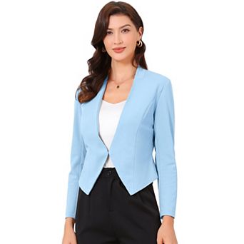 Women's Collarless Work Office Business Casual Cropped Blazer