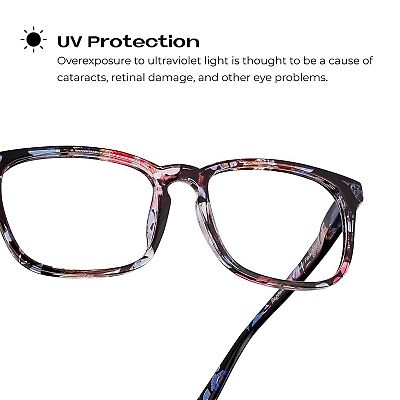 Blue Light Blocking Reading Glasses Floral 150 Magnification Computer