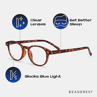 Blue Light Blocking Reading Glasses (Tortoise, 200 Magnification) - Computer