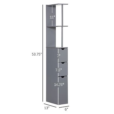 HOMCOM 54" Tall Bathroom Cabinet Shelf Storage W/ Drawers,