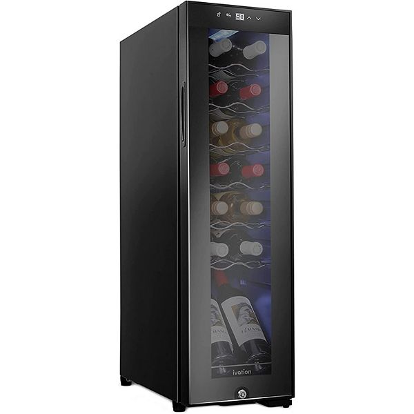 14Bottle Wine Cooler, Large Freestanding Wine Fridge with Lock