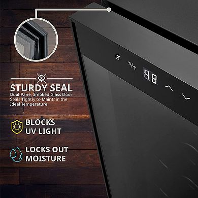 14-Bottle Wine Cooler, Large Freestanding Wine Fridge with Lock