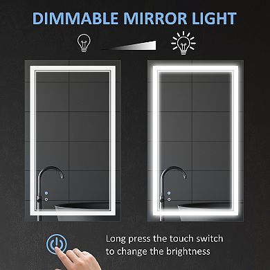 kleankin Bathroom Mirror with LED, Dimmable Vanity Mirror 39.25" x 23.5"