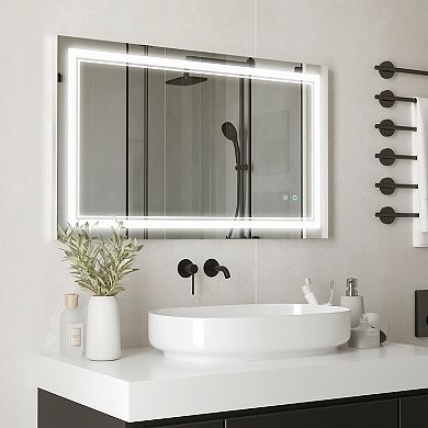 kleankin Bathroom Mirror with LED, Dimmable Vanity Mirror 39.25" x 23.5"