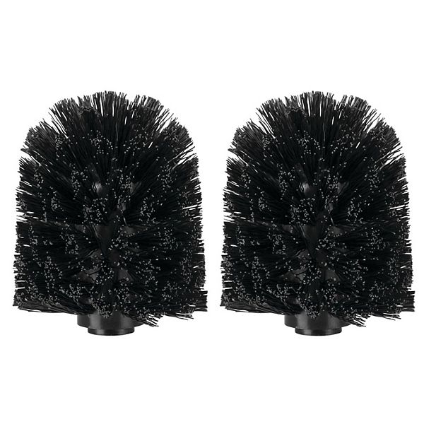mDesign Replacement Toilet Bowl Brush Head, ScrewOn Design, 2 Pack Black